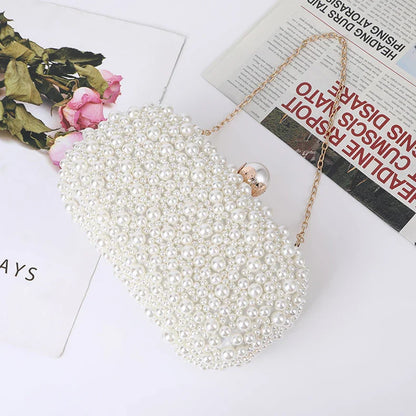 Luxury Wedding Evening Dress Bag Chain Shoulder Bag Women's Pearl Wallet Women's Party Handbag Fashion Designer Brand Purse
