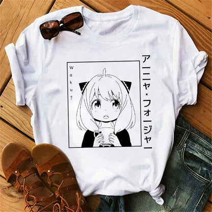 Anime Spy X Family T shirt Wommen Japanese Harajuku Fashion Short Sleeve T-shirts Summer Tops Kawaii O-Neck Women's T-shirt Top