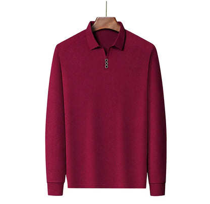 High quality brand long sleeve men's polo shirt autumn fashion customization high-end slim fit top casual business T-shirt