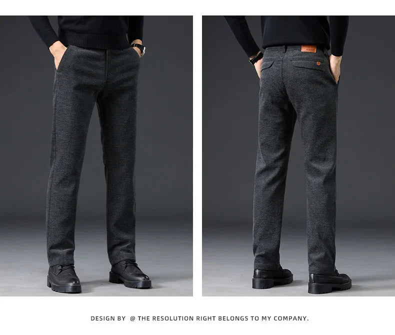 Men's Slim Fit Chenille Long Pants Advanced Business Casual Trousers Trend Autumn Comfortable Daily Wear Male Clothing
