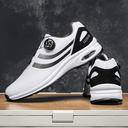 New Men's Fashion Casual sports shoes, Comfortable Hovershoe sole, Outdoor Leisure Walking cycling, Golf shoes, black and White