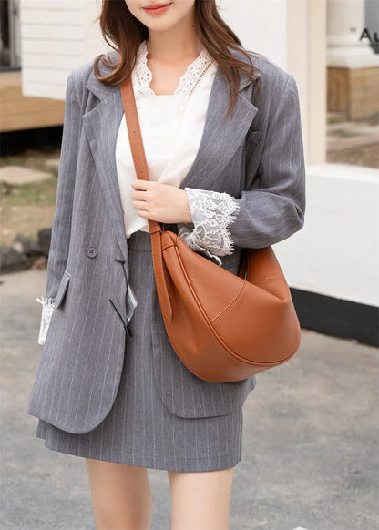 Slouchy Genuine Leather Hobo Bags For Women Luxury Cowhide Soft Crescent Shoulder Bag Crossbody Work Purses Handbags
