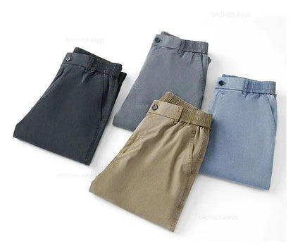 Ultra Thin Baggy Jeans Men's Summer New in Lyocell Soft Breathable Straight Trousers Elastic Waist Casual Blue Gray Wide Pants