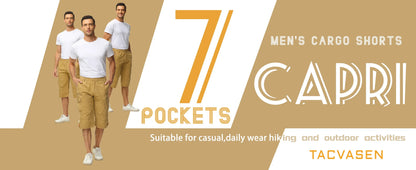 Below Knee Length 3/4 Long Shorts Men's Outdoor Capri Pants Multi Pocket Summer Twill Work Cargo Pants Man