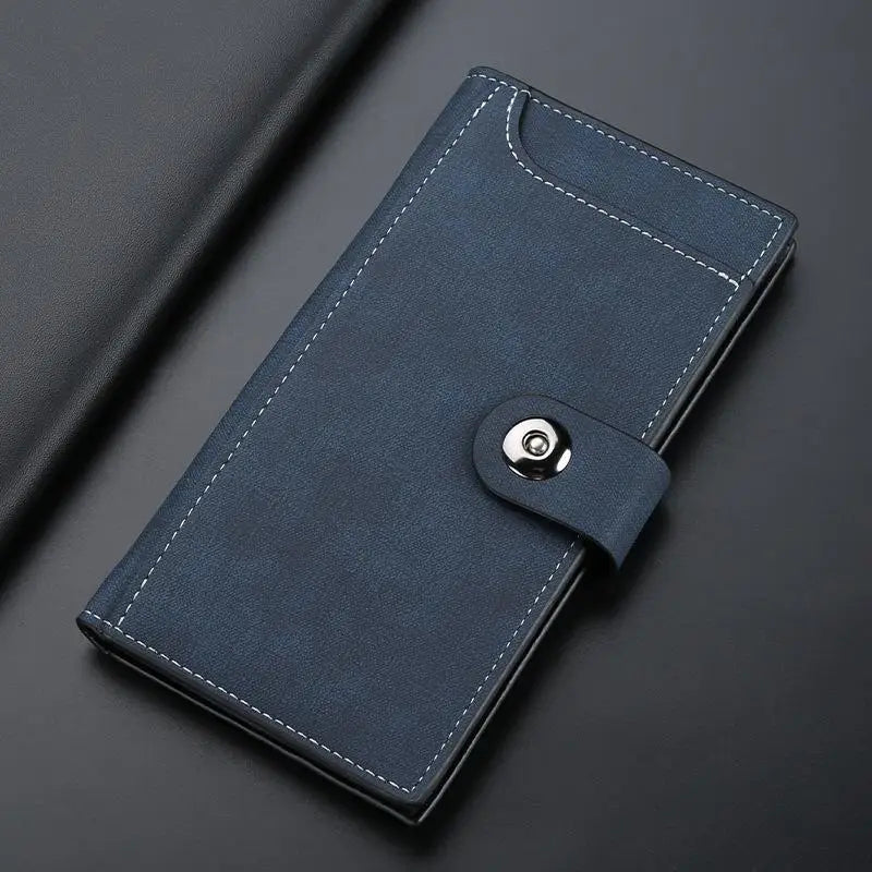 Magnetic Buckle Trifold Men Wallet PU Leather Business Casual Multi Card Holder Short Long Style Male Daily Purse Cartera Hombre
