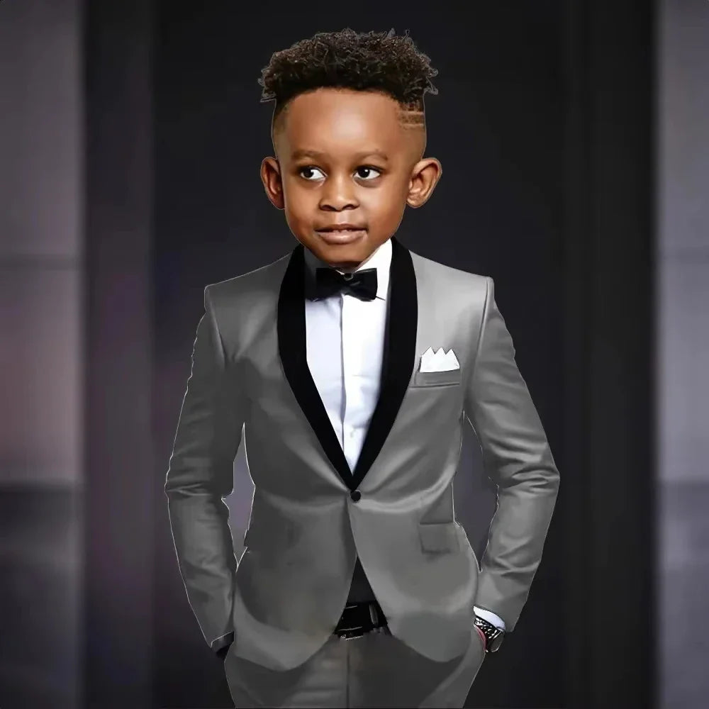 New Kids Suit Set 2 Pieces Jacket Pants Wedding Ring Bearer Outfit,Elegant Shawl Lapel Boys Suits Piano Performance Wear