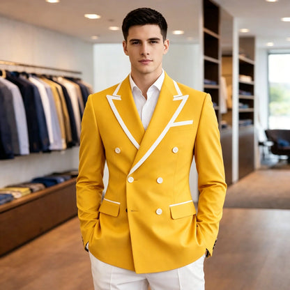 Mens Light Blue Double Breasted Suits Summer Wedding Groom Tuxedo Slim Fit Casual Fashion Blazer Trousers Costume Mens Suits