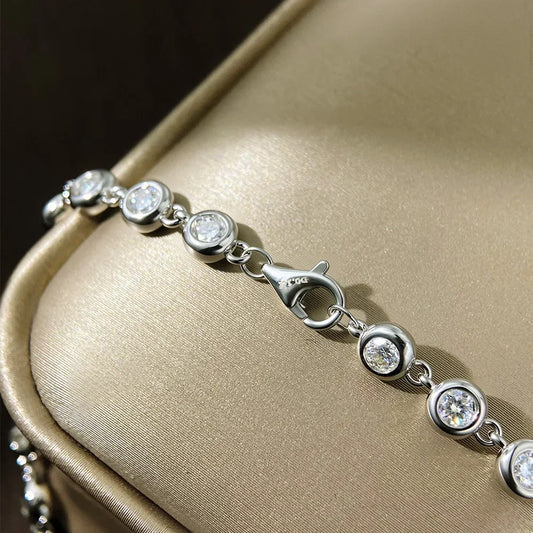 Bracelet de tennis en moissanite 3 mm Certifié GRA Argent sterling 925 Bracelet délicat avec serti clos pour femme et homme Bijoux de mariage