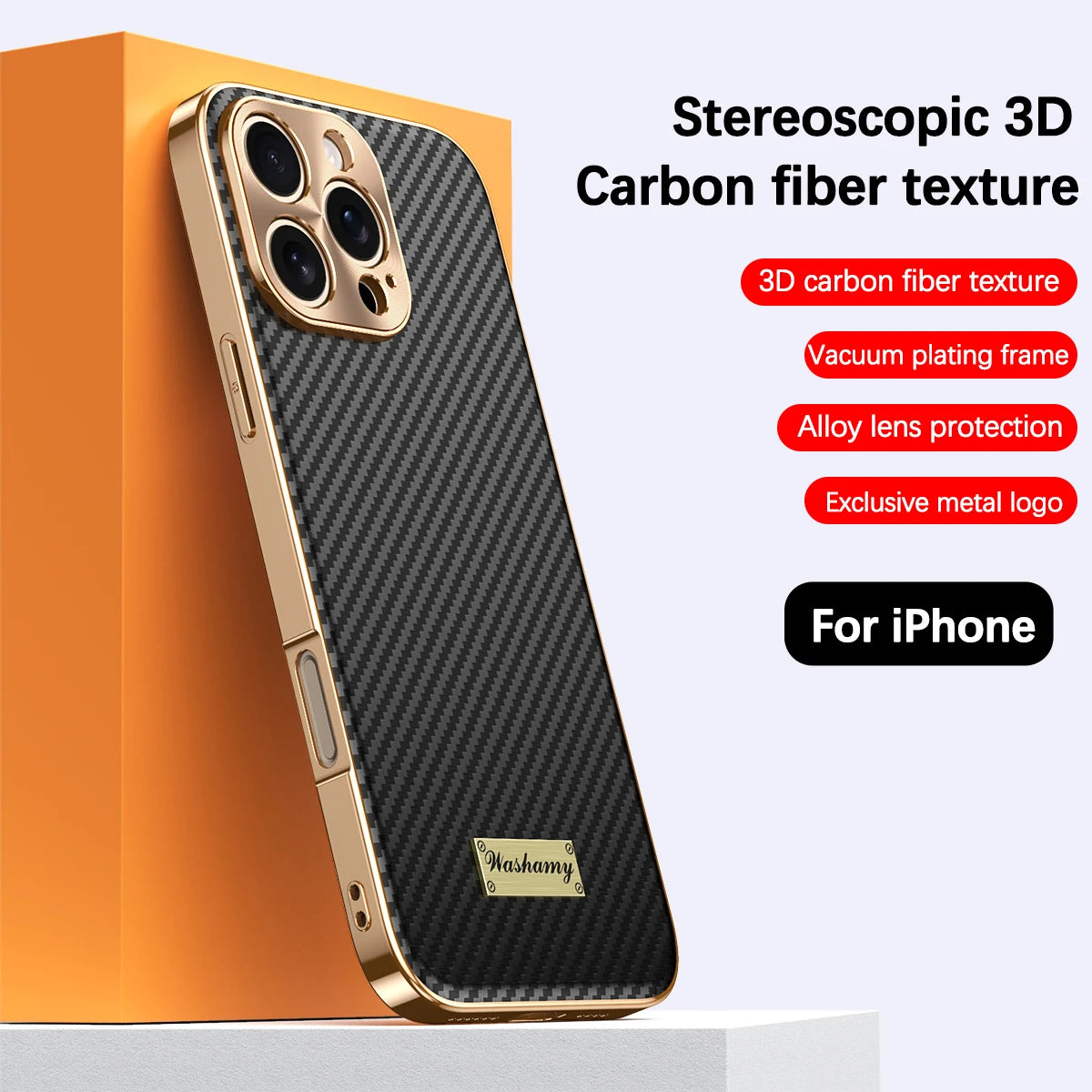 Luxury Plating Leather Carbon Fiber Texture Phone Case For iPhone 17 16 15 14 13 Pro Max Plus 17Air Alloy Lens Shockproof Cover