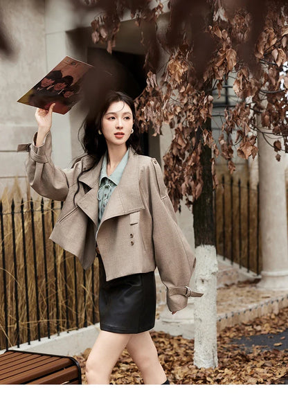 Vintage Green Blouse Women French Lapel Bow Lace-up Top 2025 Autumn Sweet Shirt Sleeve Outwear Commute Shirts MXD44C0337