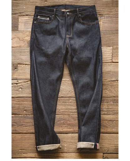 Retro 11.6oz Selvedge Raw Denim Jeans Tapered Regular Fit Cotton Jeans with Zipper Fly High Quality Versatile Men's Pants