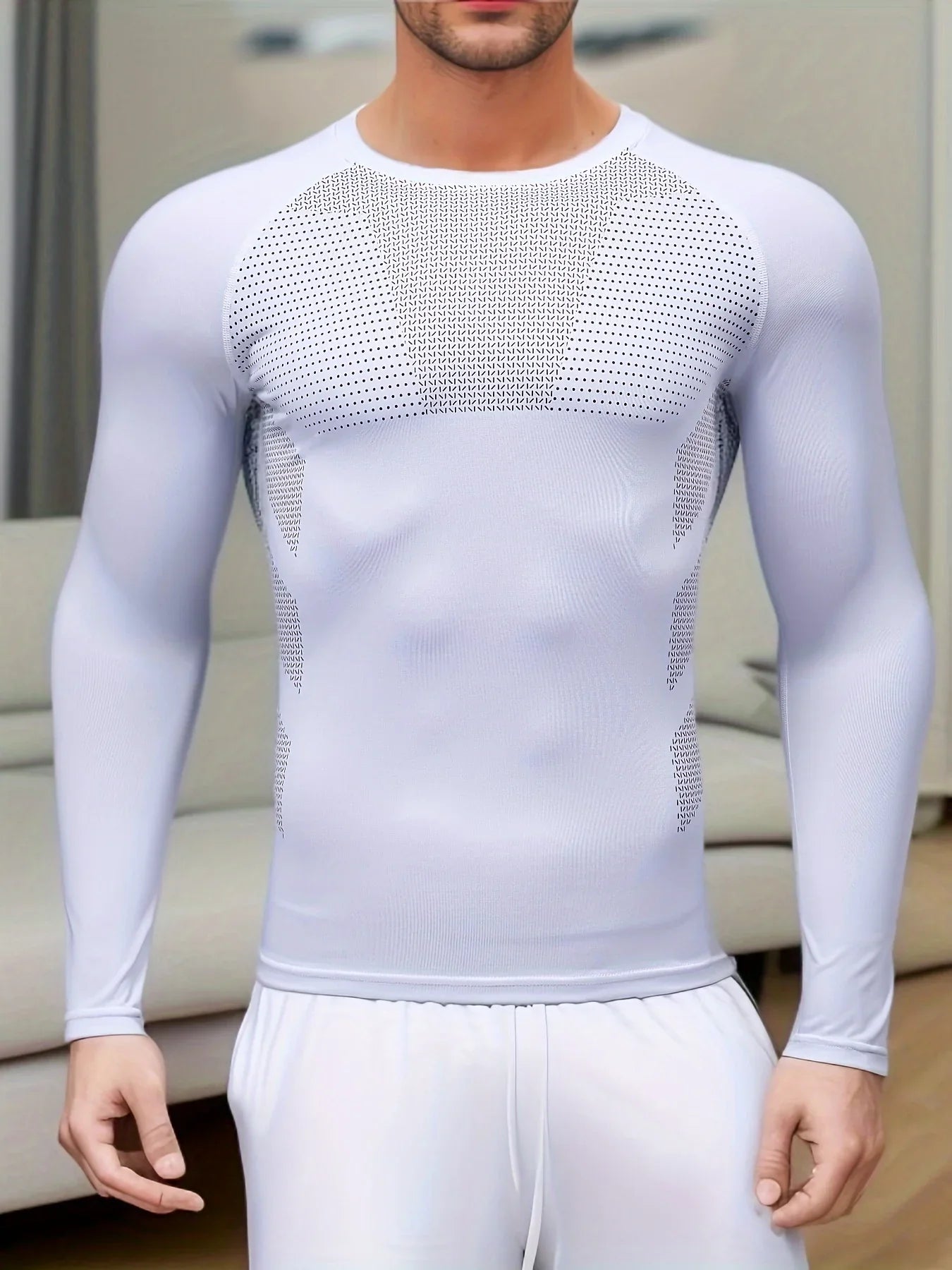 Men's Athletic Quick-Dry Long Sleeve Tee - High-Stretch, Durable & Versatile Sportswear for Training and Casual Wear
