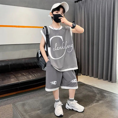Sports Quick-dry Thin Vest Sets for Boy 2025 Children's Clothing Casual Clothes New Summer Year Old Cotton Set Boy's Outdoor Top