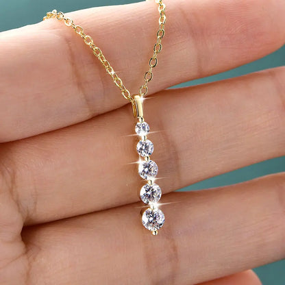 GRA Certified D VVS1 Full Moissanite Diamond 5-Stone Pendant Necklace for Women Girls Chain Neck Jewelry Gifts Collares