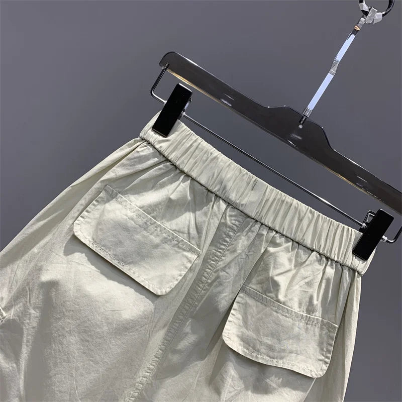 Vintage Skirts for Women American Fashion High Waist Back Slit Cargo Skirt Streetwear All-match Pockets Trendy Harajuku Chic New