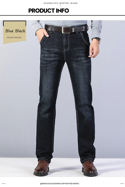 2026 New Men's Stretch Regular Fit Jeans Business Casual Classic Style Fashion Denim Trousers Male Black Blue Gray Pants