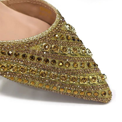 2025 Elegant Multicolor Color Women's  Heels and Rhinestone Handbag Set - Italian Design for Weddings and Parties
