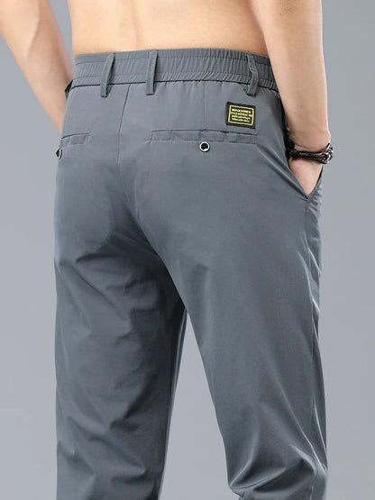 Ice Silk Cool Summer Casual Pants for Men Slim Fashion Stretch Business Korean Trousers Brand Clothing Luxury Men's Pants