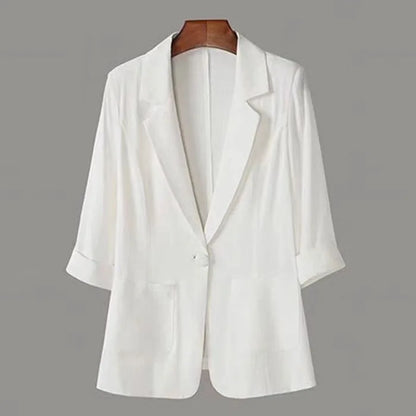 Linen Small Blazer For Women, Thin  Summer Suit, Korean Version, Sun Protection, Casual British Style, White And Black