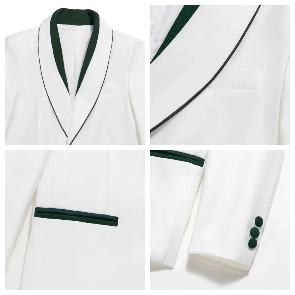 Fast Delivery Green Kids Suits 4 Pieces Banqurt Party Wear Long Sleeved Boys Slim Fit Suit Set Wedding Guest Clothes Plus Size