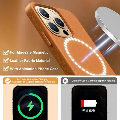 رسمي 1:1 لجراب MagSafe الجلدي من Apple لهاتف ايفون 16 15 14 13 17 برو ماكس جراب مغناطيسي أصلي للشحن اللاسلكي