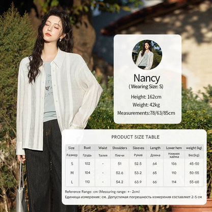 Solid Loose Fit Shirt for Women Spring 2025 Dropped Shoulder Long Sleeved  Top Casual Turn-down Collar Shirts MXE13C0405