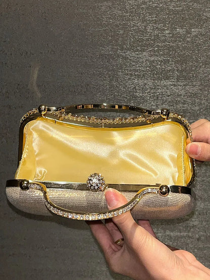 Diamond Evening Clutch Bag Golden Tassel Handbag Boutique Novelty Metallic Rhinestone Purses And Handbags Bridal Wedding Party