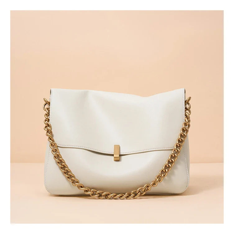 Genuine Leather Large Chain Shoulder For Women 2026 Luxury Designer Office Messenger Bags Satchel Cow Ladies Handbags
