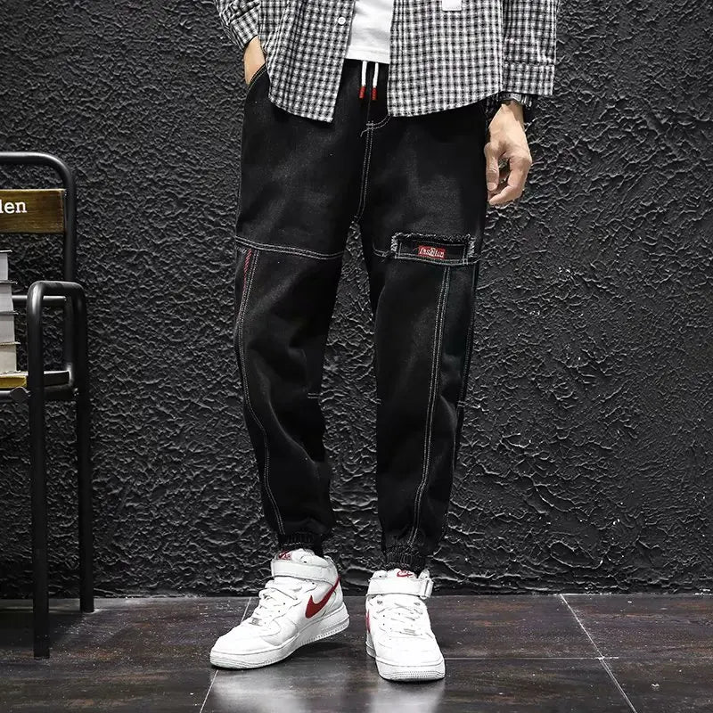 2026 New Hip Hop Harem Jeans Pants Men Loose Joggers Denim Casual Sweatpants Korea Ankle Length Trousers Streetwear Male Clothes