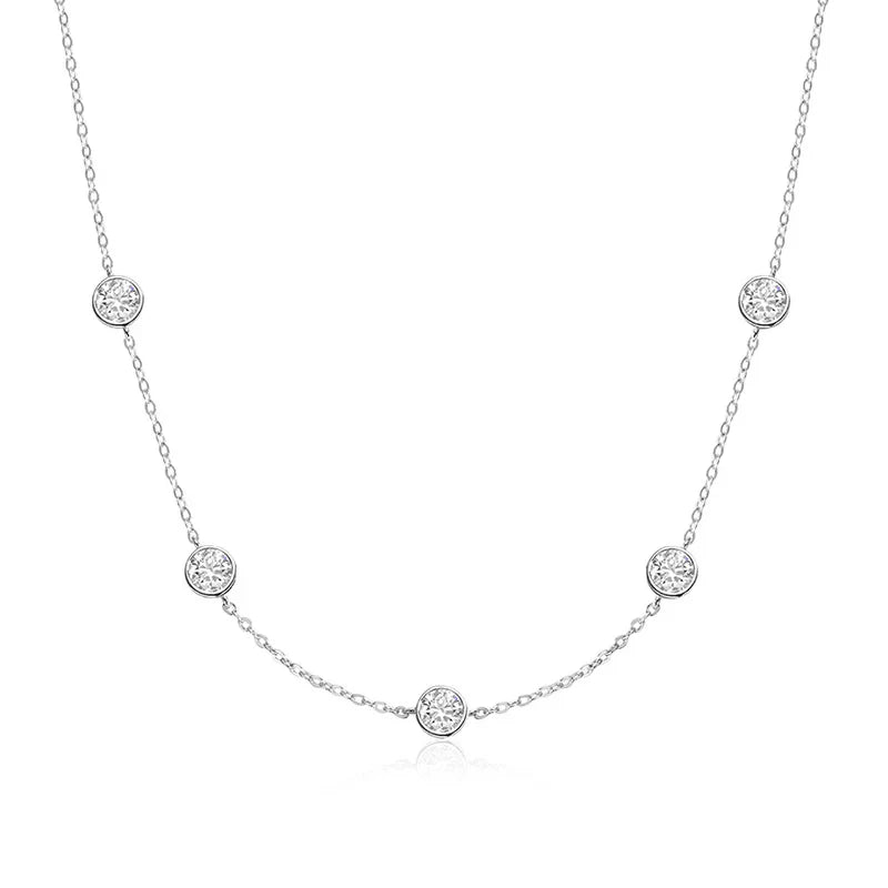 Bubble Each 5mm All Moissnaite Necklaces for Women Luxury Female Neck Chain 100% Sterling Silver S925 Fine Jewelry GRA