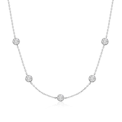 18k Plated 2.5CTTW Classic Bubble Moissanite Necklace for Women Sparkling Pendant Sterling Silver 925 Chain Wedding