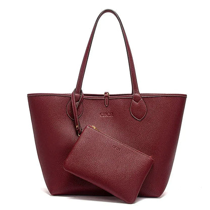 Autumn New Coffee Color Handbag Women's Tote Bag Double Sided Mother Child Casual Shopping Bag