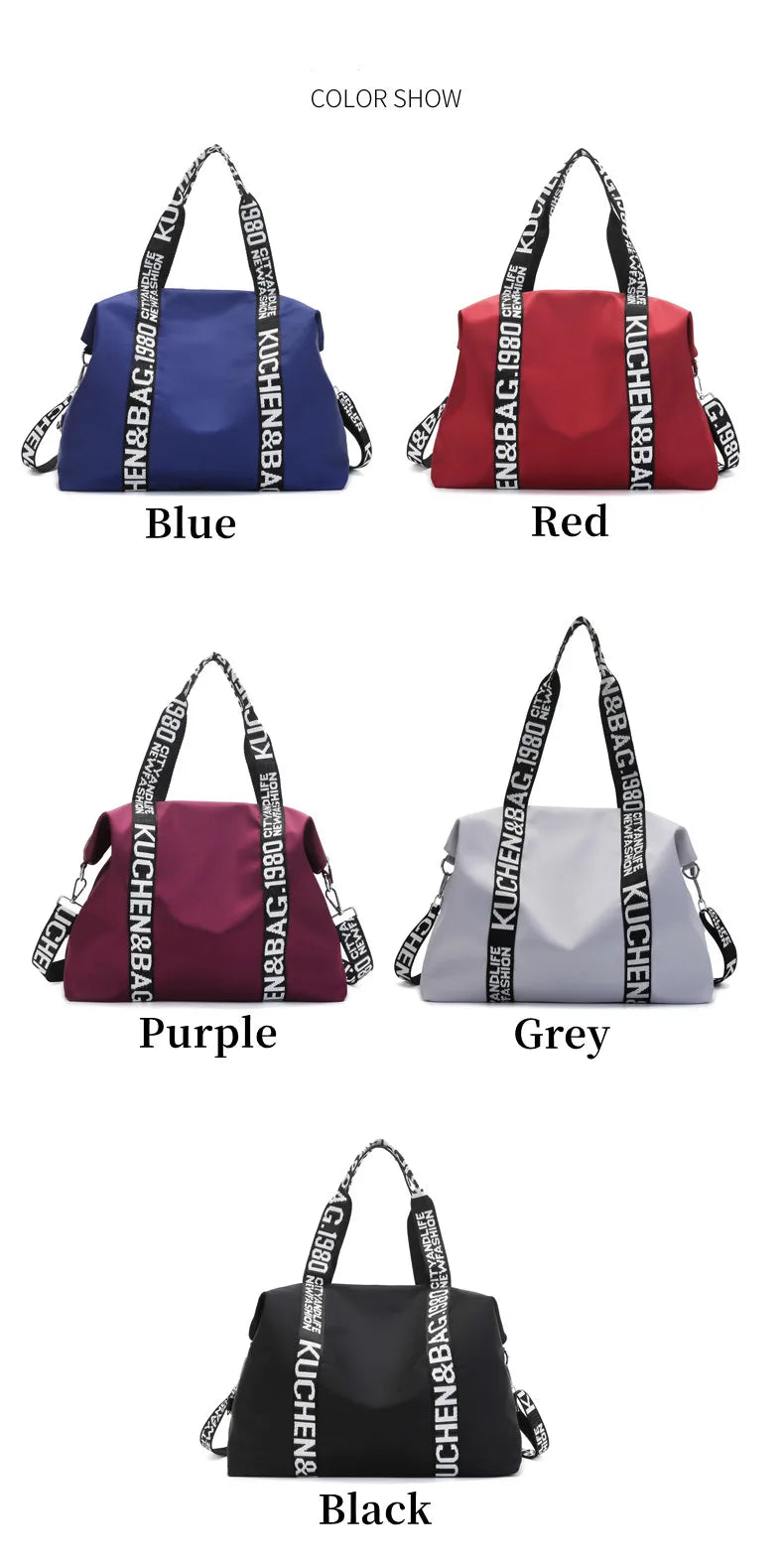 Women's Large Capacity Nylon Shoulder Bag Casual Top-Handle Fashion Tote Crossbody Handbag