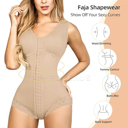 Fajas Shapewear for Women Hook And Eye Closure Breast Support Tummy Control Body Shaper Slimming Sheath Flat Belly