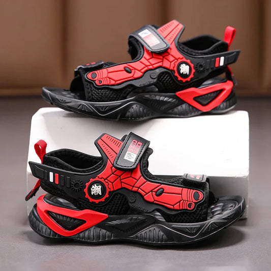 Kids Mecha Robot Style Closed Toe Sandals Adjustable Straps Breathable Summer Shoes for Boys Outdoor Beach Casual Sports Sneaker