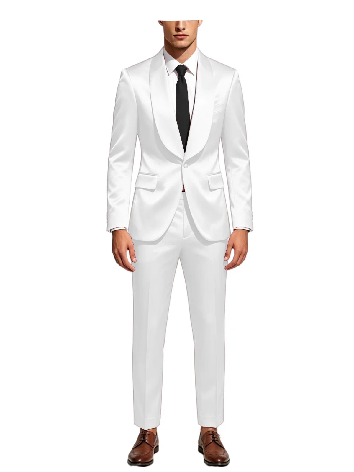 Luxury Men's Satin Tuxedo Suit Shawl Lapel Slim Fit 2-Piece Blazer & Pants Set Formal Business Casual Jacket Coat for Wedding