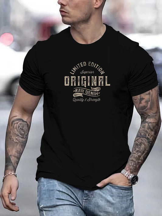 Men's Oversized Letter Print Round Neck Short Sleeve T-Shirt High Quality Breathable Comfy Trendy Fashion Casual Daily Tee