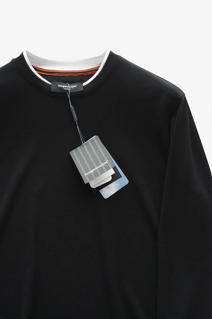 Shape-Retention & Pilling-Resistant Long-Sleeve Tee: Contrast Collar Design + Stretchy Fit Men's Undershirt