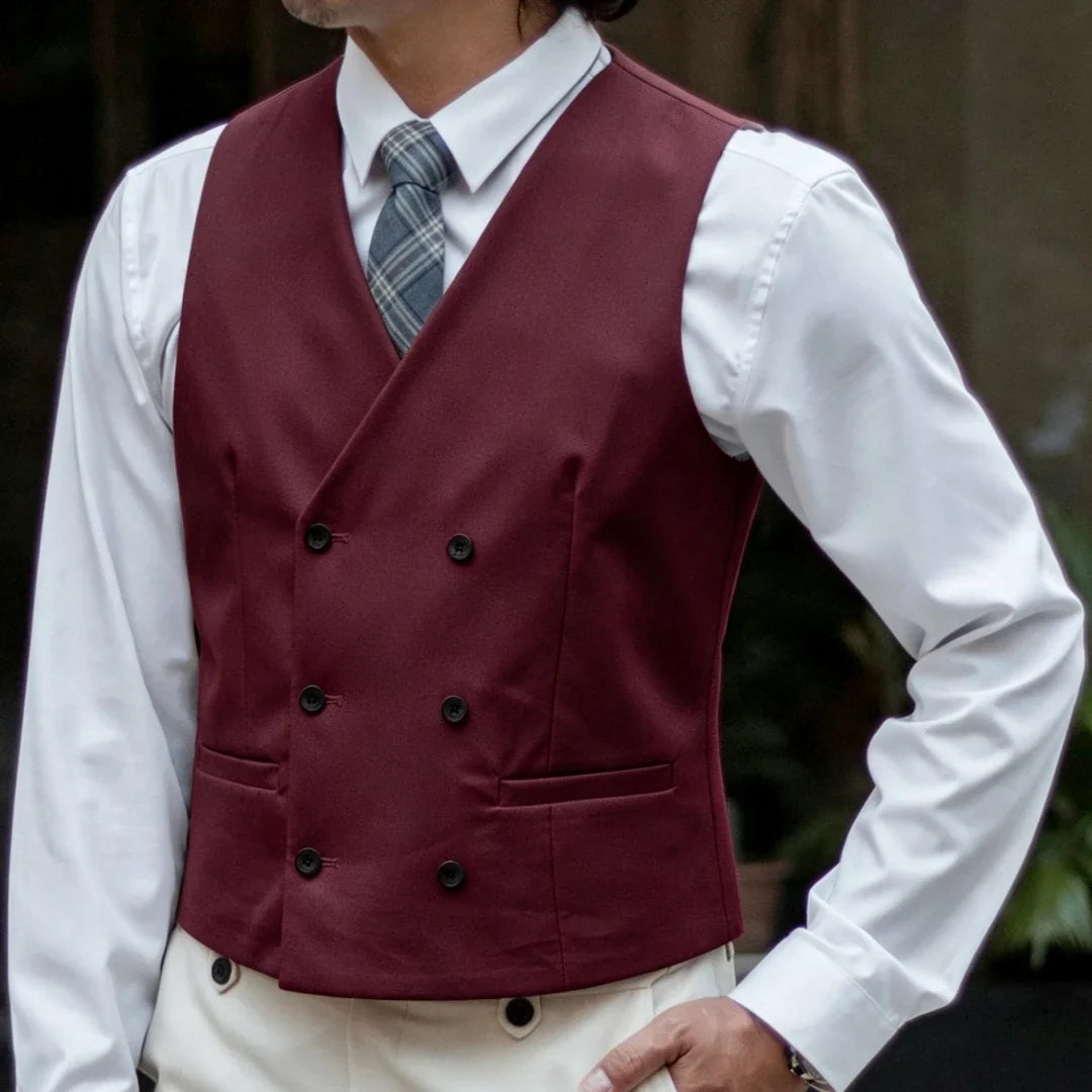 Men Vest Double Breasted V Neck Solid Waistcoat For Wedding Grrom Banquet Business Party Work Office Casual Daily Men Suit Vest