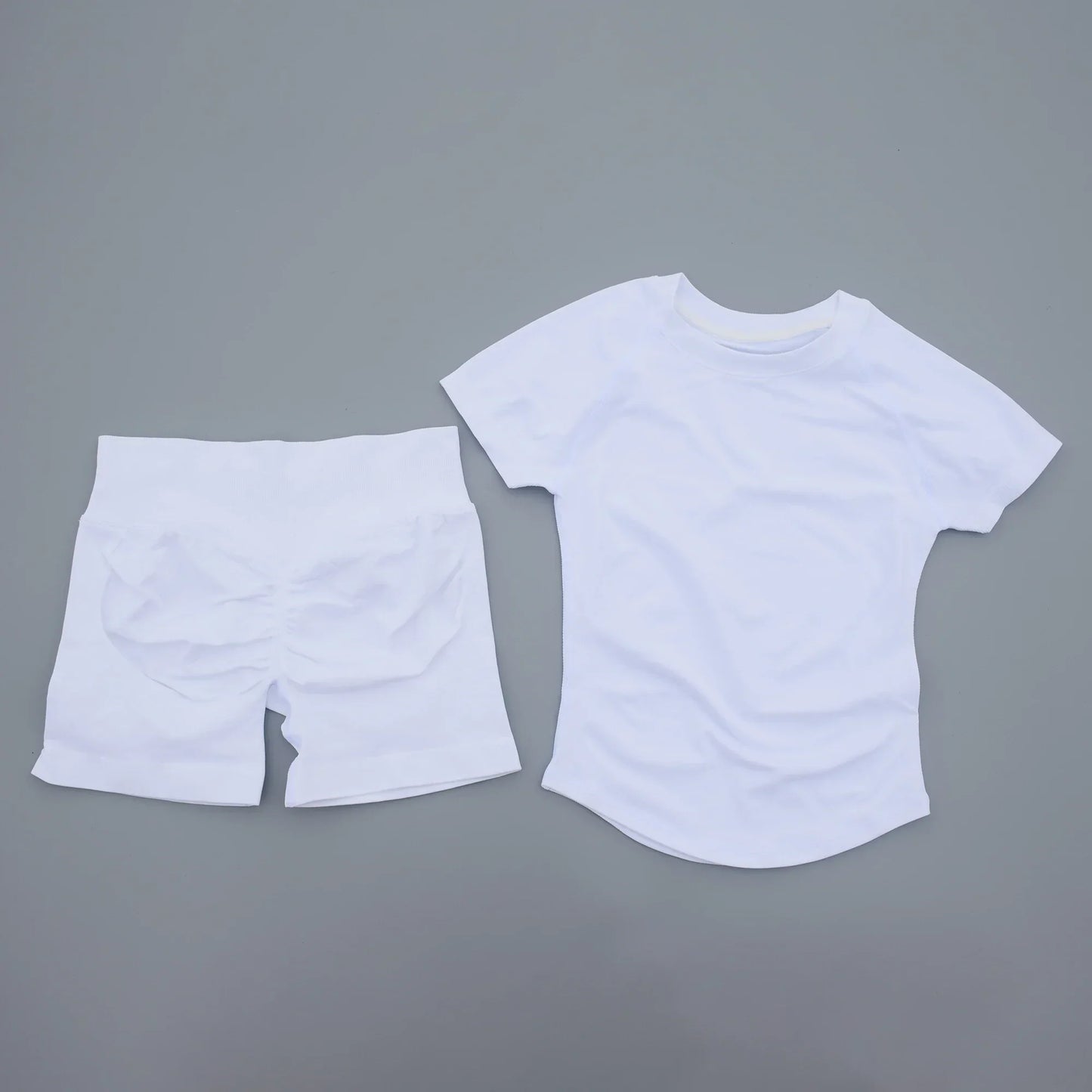 2 Pieces Sports Sets Short Sleeve Seamless Yoga Top Fitness Set Women Workout Running Sports Shorts Gym Suit