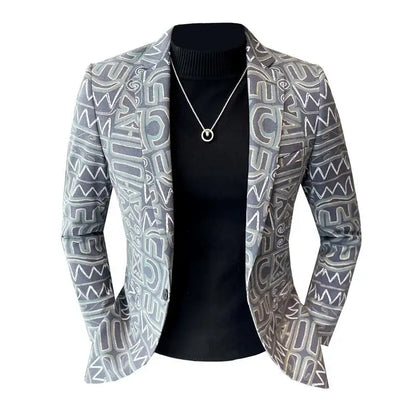 High Quality Men's Printed Suit Jacket for Men Autumnn Fashion Slim Fit Casual Business Blazers Wedding Social Dress Coats 4XL-M