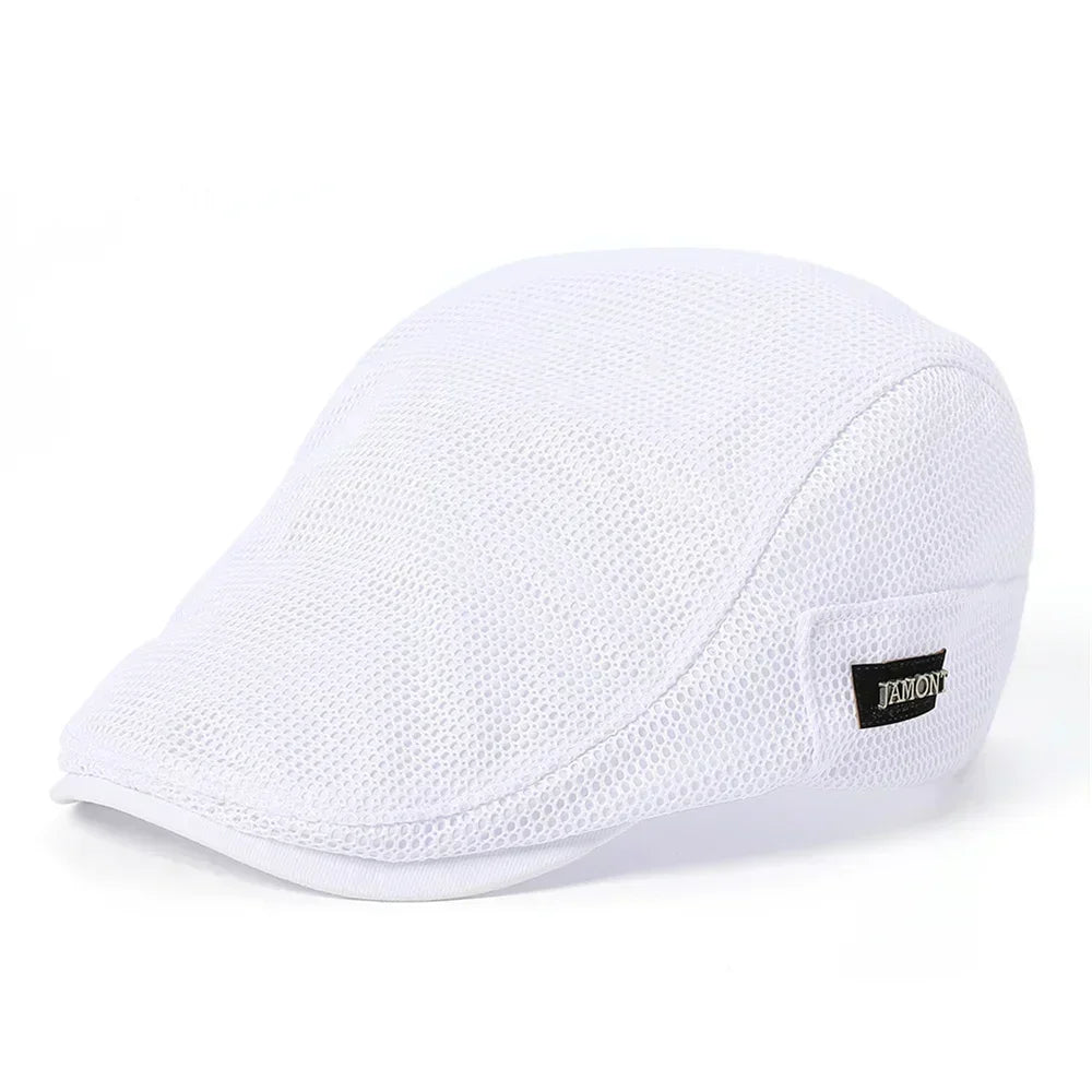 Summer Mens Hats Breathable Mesh Newsboy Caps Outdoor Baker Boy Boinas Cabbie Hat Fashion Driving Flat Cap For Women