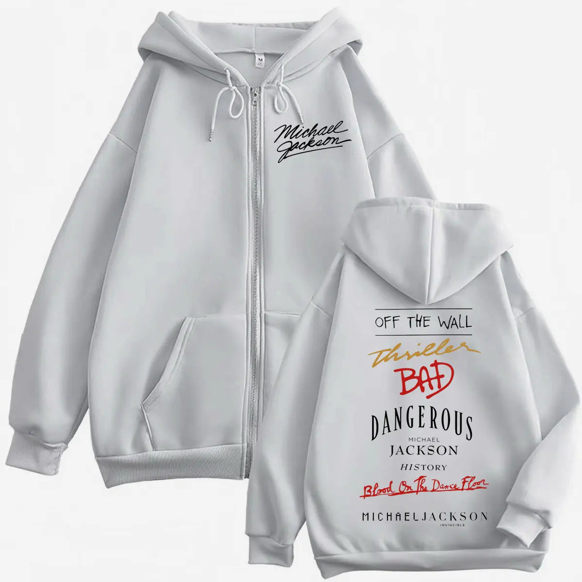 90's Rock Singer Michael Jackson Album Print Zipper Hoodie High Quality Fashion Zip Up Pullovers Men Women Oversized Sweatshirts