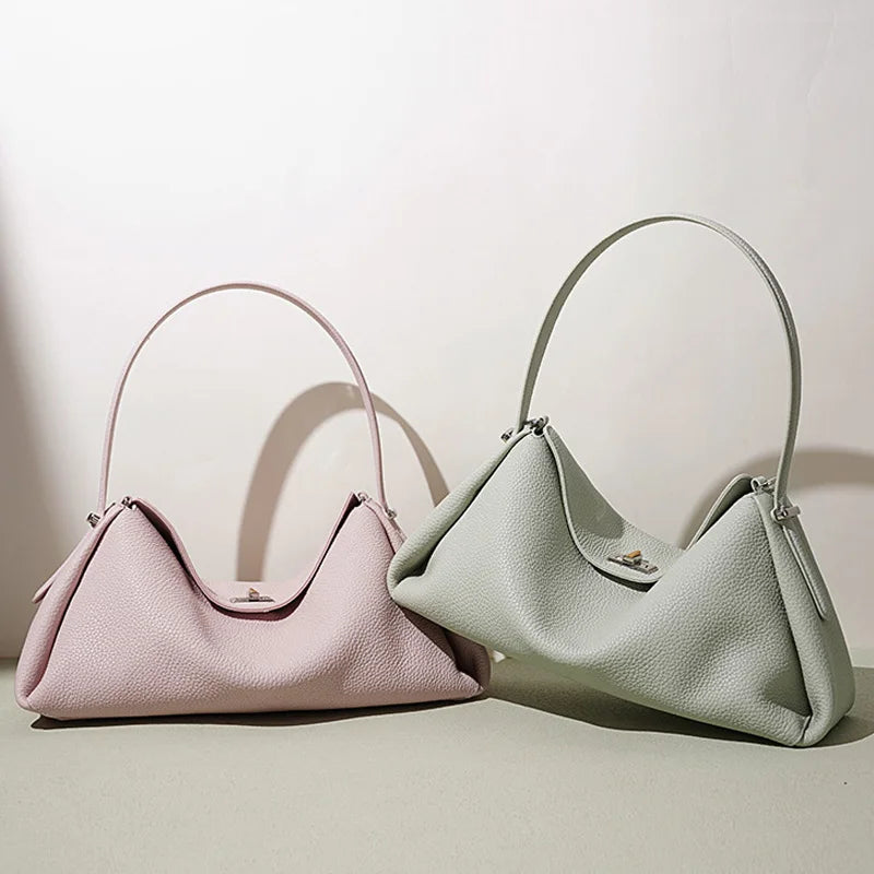 Minimalist Lady Soft Genuine Leather Pillow Crossbody Bag Women's Convertible Shoulder Bags 2026 New Chic Solid Color Handbag