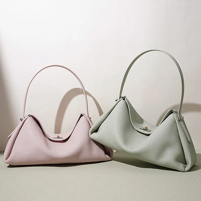 Minimalist Lady Soft Genuine Leather Pillow Crossbody Bag Women's Convertible Shoulder Bags 2026 New Chic Solid Color Handbag