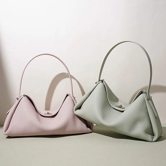 Minimalist Lady Soft Genuine Leather Pillow Crossbody Bag Women's Convertible Shoulder Bags 2026 New Chic Solid Color Handbag