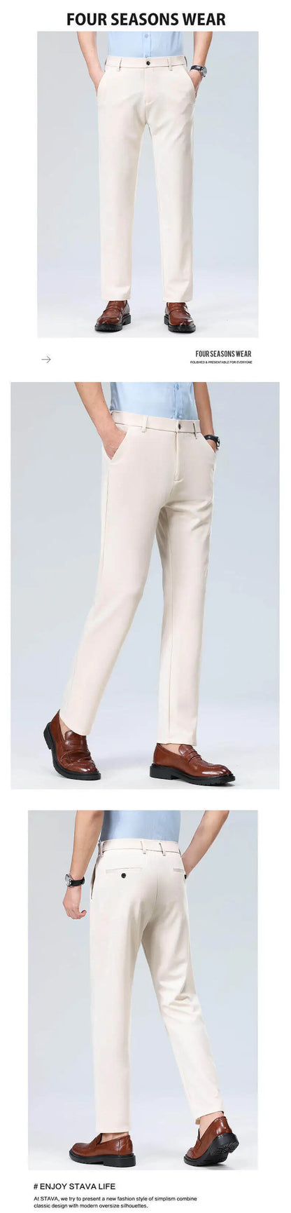 New casual suit pants pants, men's business casual suit pants, loose straight summer thin section elastic suit pants