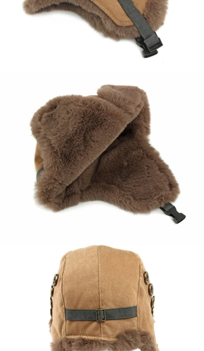 Russian Hat Thick Warm Winter Hat Men Women Windproof Ski Trapper Earflap Cap Faux Rabbit Fur Hat Male Female Bomber Hat