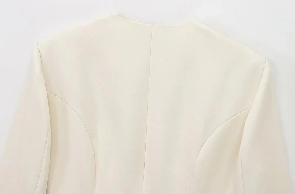 Women's Chic V-Neck Blazer Coat with Belt Long Sleeve Snap-Button Fashion Outerwear Top