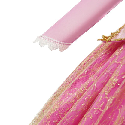 Girls Princess Dress Sleeping Beauty Aurora Cosplay Costume 2025 Kids Carnival Birthday Party Pink  Long Sleeve  Evening Dresses